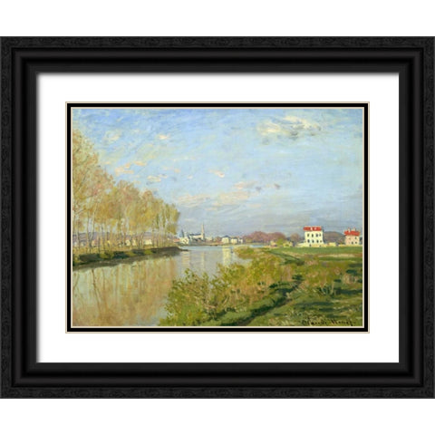 The Seine at Argenteuil Black Ornate Wood Framed Art Print with Double Matting by Monet, Claude