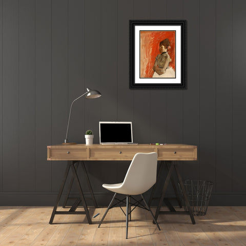 Ballet Dancer with arms crossed Black Ornate Wood Framed Art Print with Double Matting by Degas, Edgar
