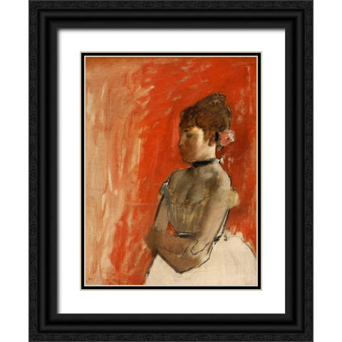 Ballet Dancer with arms crossed Black Ornate Wood Framed Art Print with Double Matting by Degas, Edgar