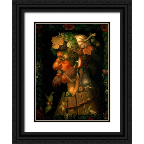 Autumn Black Ornate Wood Framed Art Print with Double Matting by Arcimboldo, Giuseppe