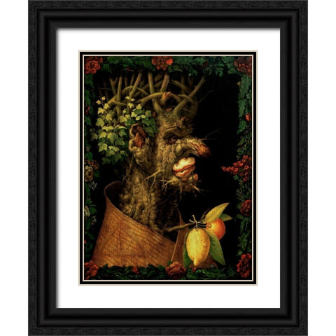 Winter Black Ornate Wood Framed Art Print with Double Matting by Arcimboldo, Giuseppe