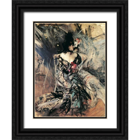 Ballerine spagnole al Moulin Rouge Black Ornate Wood Framed Art Print with Double Matting by Boldini, Giovanni