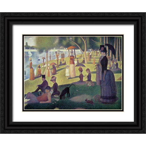 Apres-midi a l le de La Grande Jatte Black Ornate Wood Framed Art Print with Double Matting by Seurat, Georges