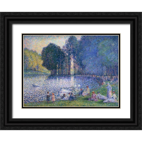 The Lake of the Bois de Boulogne Black Ornate Wood Framed Art Print with Double Matting by Cross, Henri Edmond