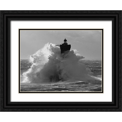Phare du Four lors d une tempete Black Ornate Wood Framed Art Print with Double Matting by Guichard, Jean