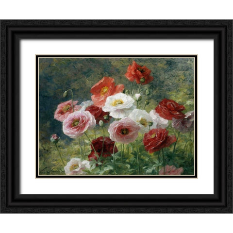 Poppies Black Ornate Wood Framed Art Print with Double Matting by Lemaire, Louis Marie