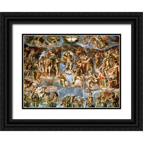 Il Giudizio Universale Black Ornate Wood Framed Art Print with Double Matting by Buonarroti, Michelangelo