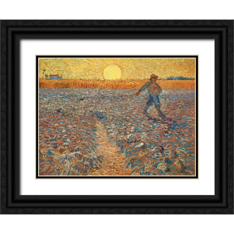 The Sower Black Ornate Wood Framed Art Print with Double Matting by Van gogh, Vincent