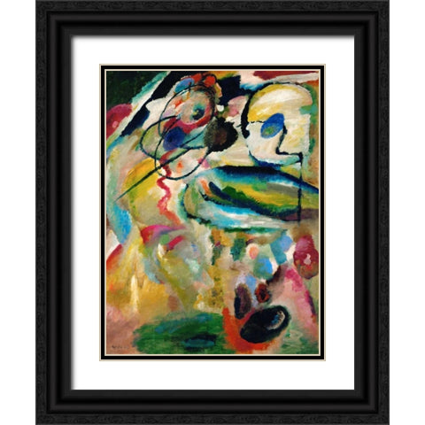 Composition Black Ornate Wood Framed Art Print with Double Matting by Kandinsky, Wassily