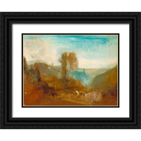 Tivoli - the Cascatelle Black Ornate Wood Framed Art Print with Double Matting by Turner, William
