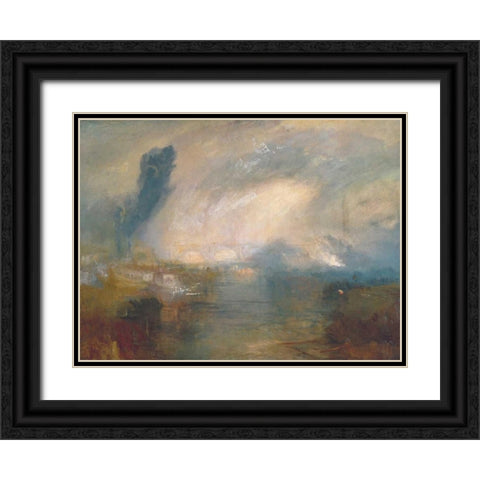The Thames above Waterloo Bridge Black Ornate Wood Framed Art Print with Double Matting by Turner, William