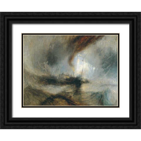 Snow Storm - Steam Boat off a Harbours Mouth Black Ornate Wood Framed Art Print with Double Matting by Turner, William