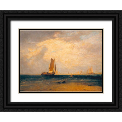 Tide Setting In Black Ornate Wood Framed Art Print with Double Matting by Turner, William