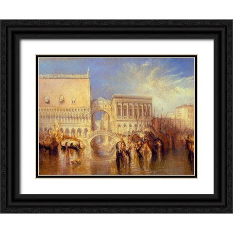 Venice - the Bridge of Sighs Black Ornate Wood Framed Art Print with Double Matting by Turner, William