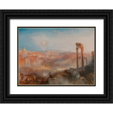 Modern Rome, Campo Vaccino Black Ornate Wood Framed Art Print with Double Matting by Turner, William
