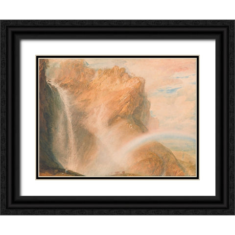 Upper Fall of the Reichenbach, Rainbow Black Ornate Wood Framed Art Print with Double Matting by Turner, William