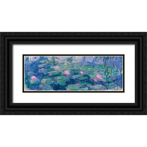 Waterlilies Black Ornate Wood Framed Art Print with Double Matting by Monet, Claude