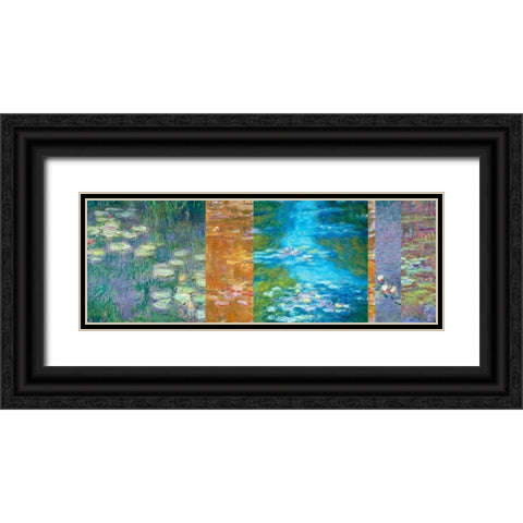 Waterlilies II Black Ornate Wood Framed Art Print with Double Matting by Monet, Claude