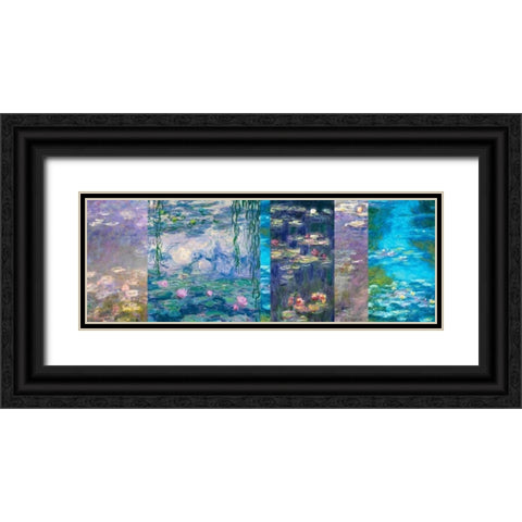 Waterlilies I Black Ornate Wood Framed Art Print with Double Matting by Monet, Claude
