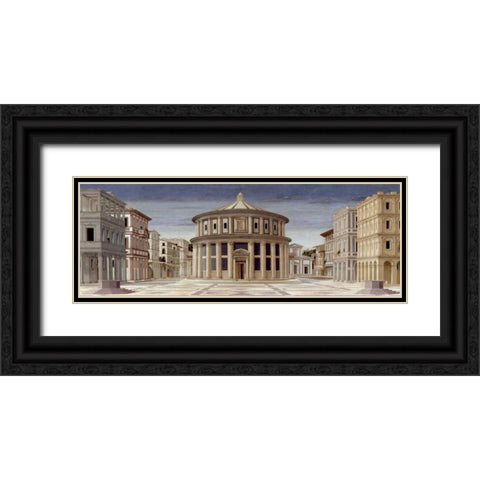 La citta ideale Black Ornate Wood Framed Art Print with Double Matting by della Francesca, Piero