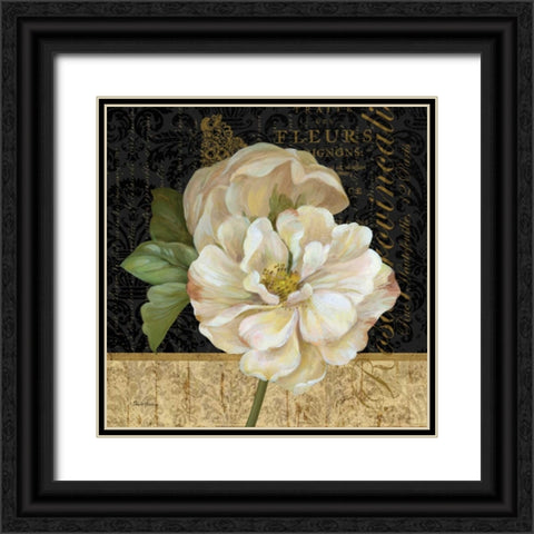 Antique Still Life Rose Black Ornate Wood Framed Art Print with Double Matting by Gladding, Pamela