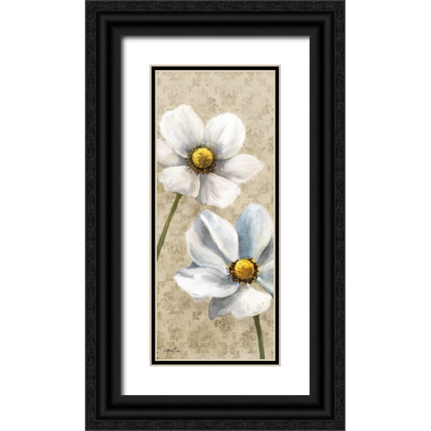 Winter White Poppies Panel I Black Ornate Wood Framed Art Print with Double Matting by Milan, Vittorio