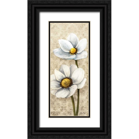 Winter White Poppies Panel II Black Ornate Wood Framed Art Print with Double Matting by Milan, Vittorio