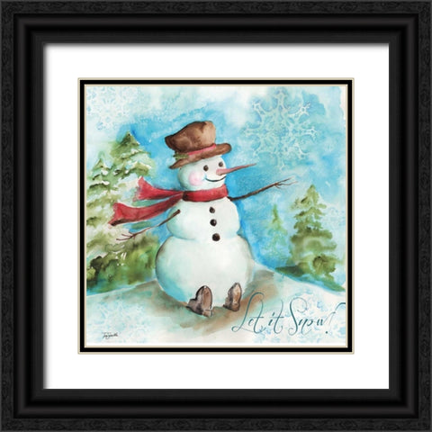 Watercolor Snowmen I Black Ornate Wood Framed Art Print with Double Matting by Tre Sorelle Studios