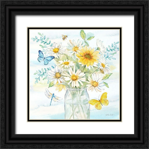 Daisy Days II clean Black Ornate Wood Framed Art Print with Double Matting by Coulter, Cynthia