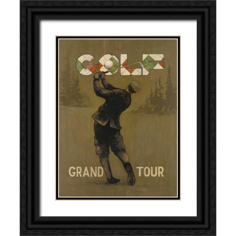 Grand Tour golf Black Ornate Wood Framed Art Print with Double Matting by Fisk, Arnie