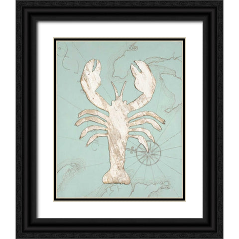 Coastal Lobster Black Ornate Wood Framed Art Print with Double Matting by Fisk, Arnie