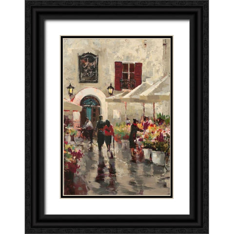 Rue De Fleurs Black Ornate Wood Framed Art Print with Double Matting by Heighton, Brent