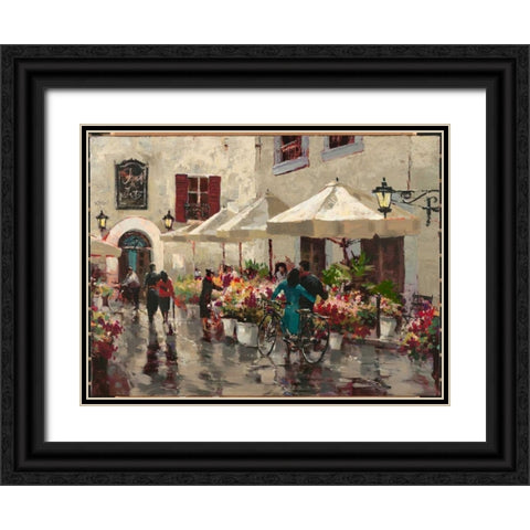 Paris Street Scene Black Ornate Wood Framed Art Print with Double Matting by Heighton, Brent