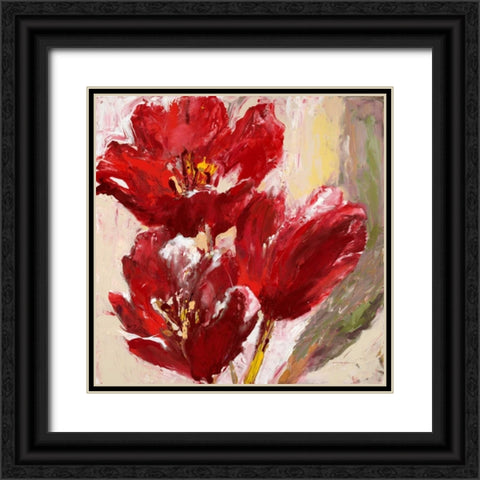 Passionate Red Tulip Black Ornate Wood Framed Art Print with Double Matting by Heighton, Brent