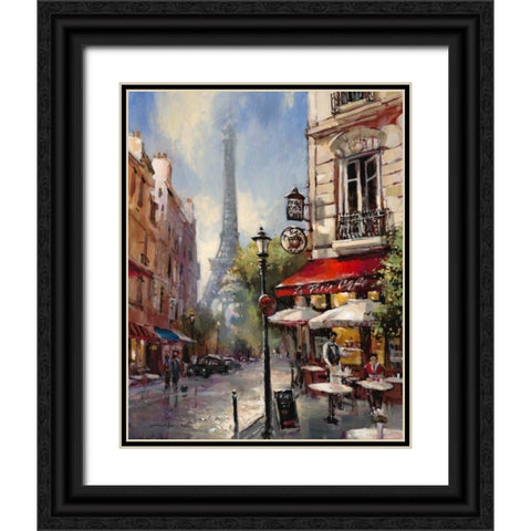 Tour De Eiffel View Black Ornate Wood Framed Art Print with Double Matting by Heighton, Brent