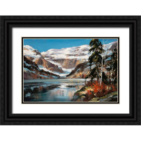 Lake View Black Ornate Wood Framed Art Print with Double Matting by Heighton, Brent