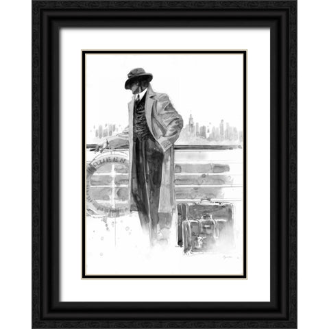 Pier 56 Study Black Ornate Wood Framed Art Print with Double Matting by Lynch, Brent