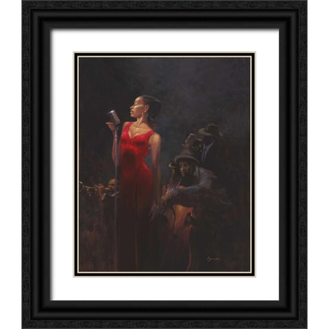 Garnet Diva Black Ornate Wood Framed Art Print with Double Matting by Lynch, Brent