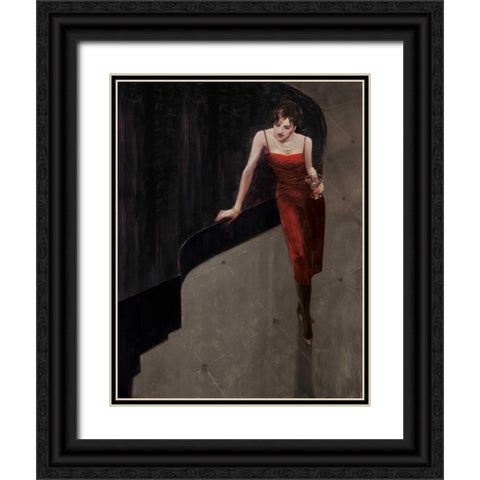 Piano Bar 2 Black Ornate Wood Framed Art Print with Double Matting by Lynch, Brent