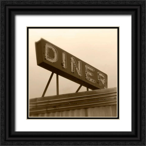 Diner Sign Black Ornate Wood Framed Art Print with Double Matting by Robertson, Walter