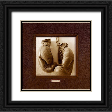 Vintage Boxing Black Ornate Wood Framed Art Print with Double Matting by Appleman, Sam