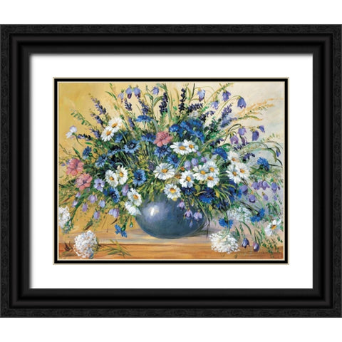 Vase with cornflowers Black Ornate Wood Framed Art Print with Double Matting by Paleta, Anna
