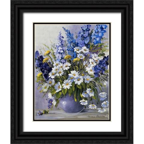 Delphinium Black Ornate Wood Framed Art Print with Double Matting by Paleta, Anna