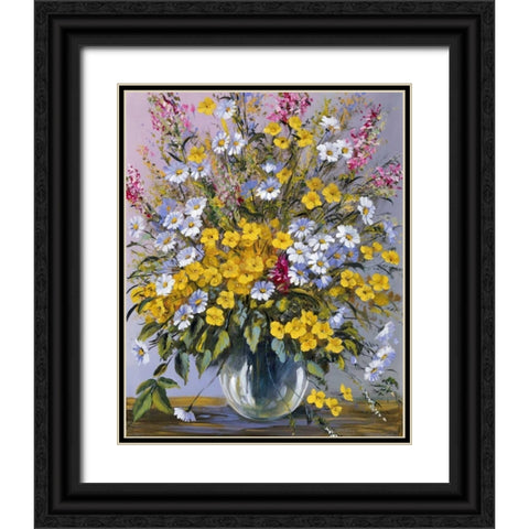 Mixed bouquet Black Ornate Wood Framed Art Print with Double Matting by Paleta, Anna