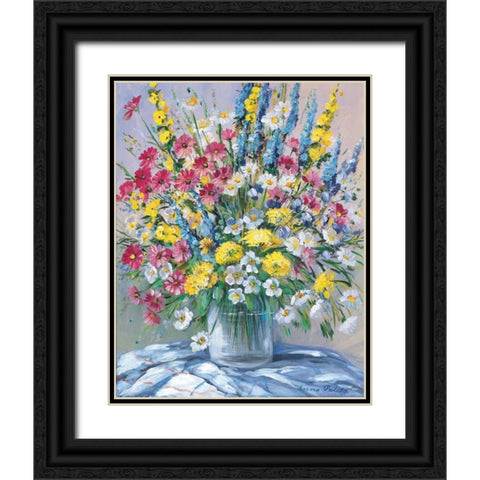 Cheerful flowers I Black Ornate Wood Framed Art Print with Double Matting by Paleta, Anna