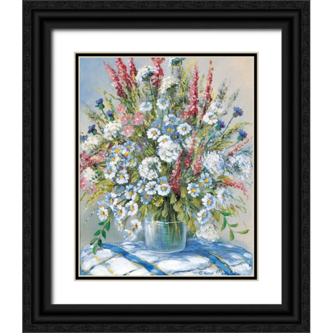 Cheerful flowers II Black Ornate Wood Framed Art Print with Double Matting by Paleta, Anna
