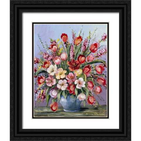 Red Classi bouqet Black Ornate Wood Framed Art Print with Double Matting by Paleta, Anna