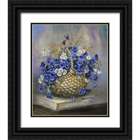 Basket in blue Black Ornate Wood Framed Art Print with Double Matting by Schottler, Katharina