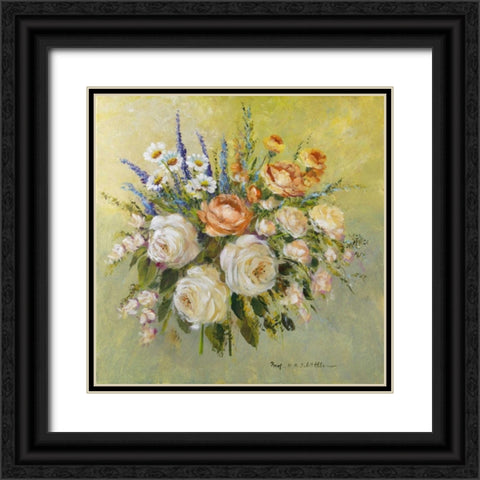 Tradition bouqet III Black Ornate Wood Framed Art Print with Double Matting by Schottler, Katharina