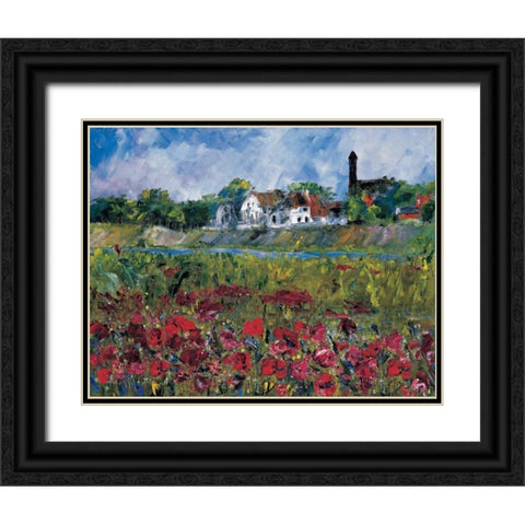 My village at the river Black Ornate Wood Framed Art Print with Double Matting by Cruysberg, Marijke